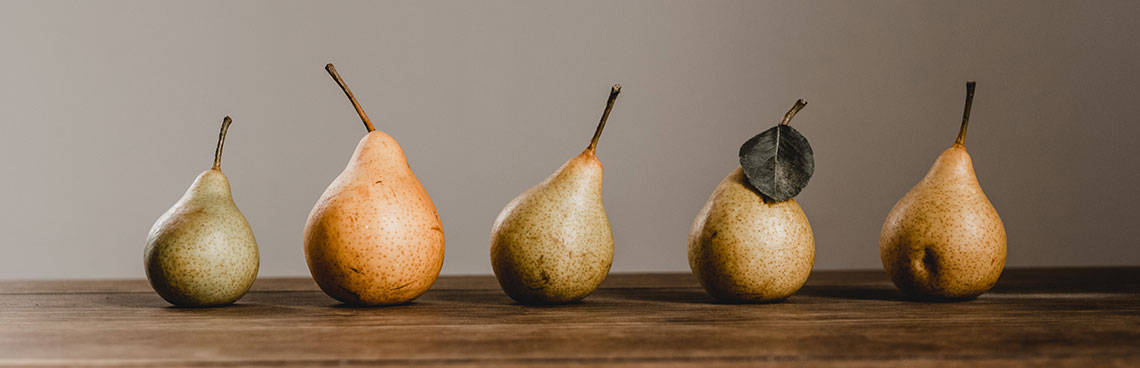 Five pears in a row